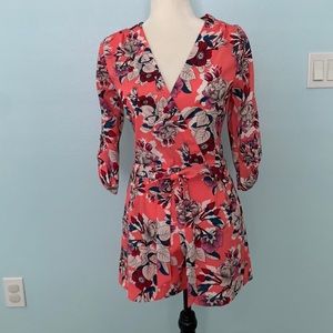 Yumi Kim Liz Floral Print Wrap Front Tie Waist 3/4 Sleeve  Romper | Size: XS